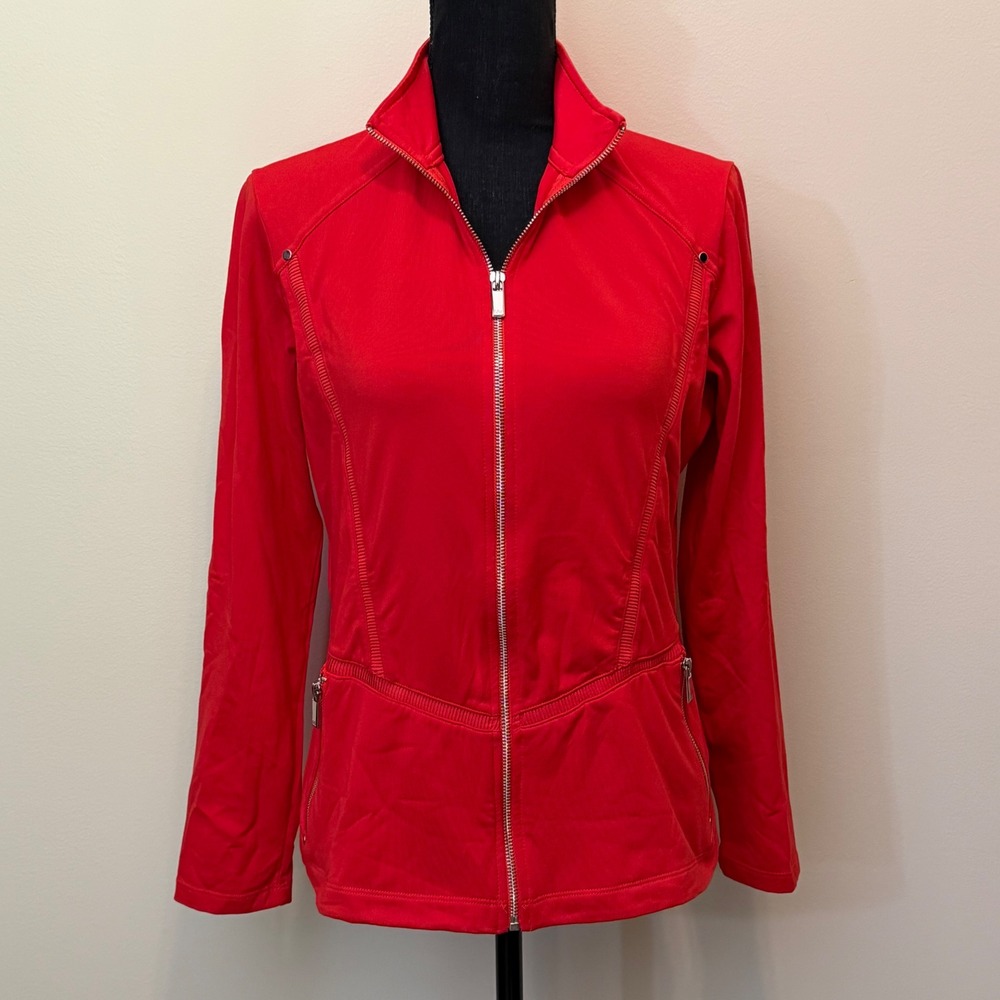 Tail Activewear Women S Red Full Zip Jacket Mock Neck Golf Tennis Sport Gorpcore